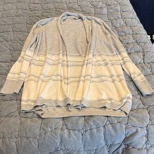 LOFT Gray and Cream Cardigan